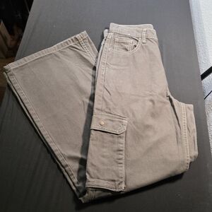 PacSun Women's Heavy Weight Wide Leg Size 27 Cargo Pants - Dark Tan